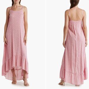 NWT Love Ady Floral High-Low Ruffle Pink Maxi Summer Dress Women XS